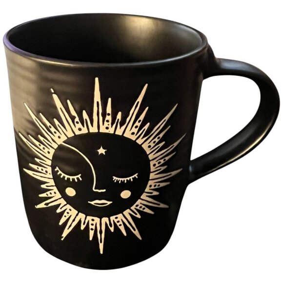 PRIMO DESIGN Black Celestial Sun Mug I Ceramic Slightly Textured Exterior - Picture 1 of 8